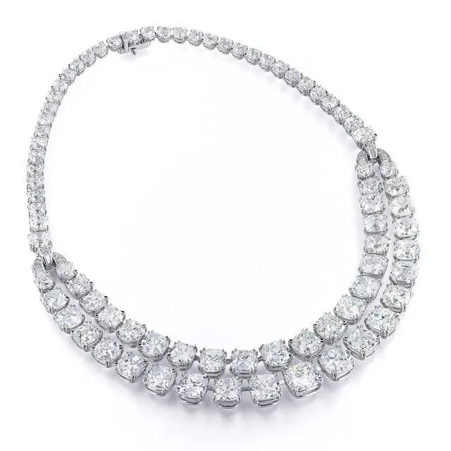 Fahion Cushion Sapphire Necklace Choker