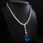 Handmade Luxury Pear cut Sapphire Necklace