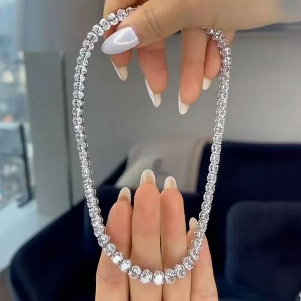 Handmade Luxury Oval Cut Sapphire Necklace Chocker