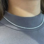 Handmade Women Lab-created Diamond Tennis Necklace