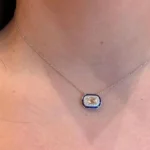 Handmade Halo Cushion Cut Sapphire Pendant Necklace