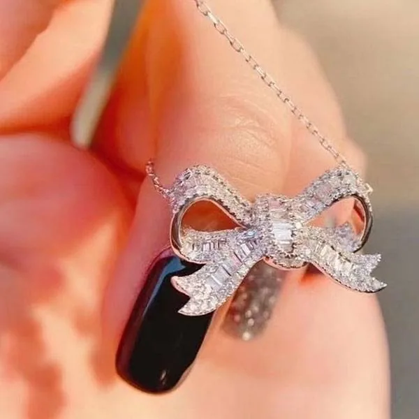 Fashion Micro-pave Knot of Love Sterling Silver Necklace