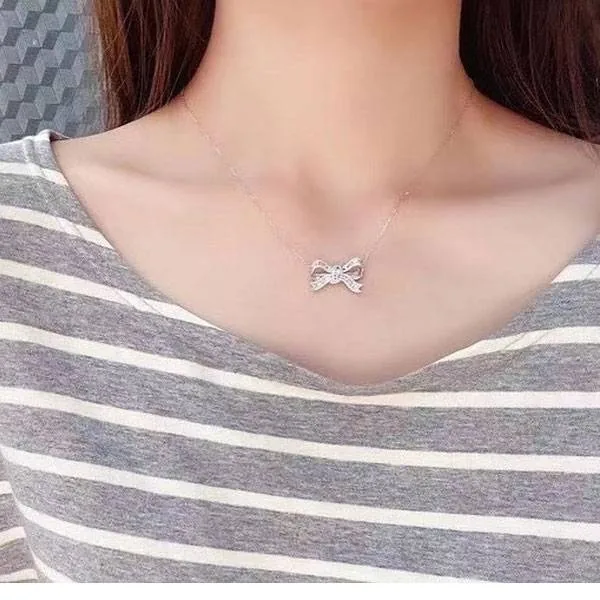 Fashion Micro-pave Knot of Love Sterling Silver Necklace