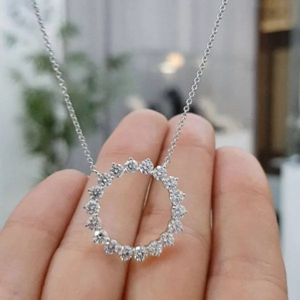 Round Brilliant Diamond Necklace Hoop Ring