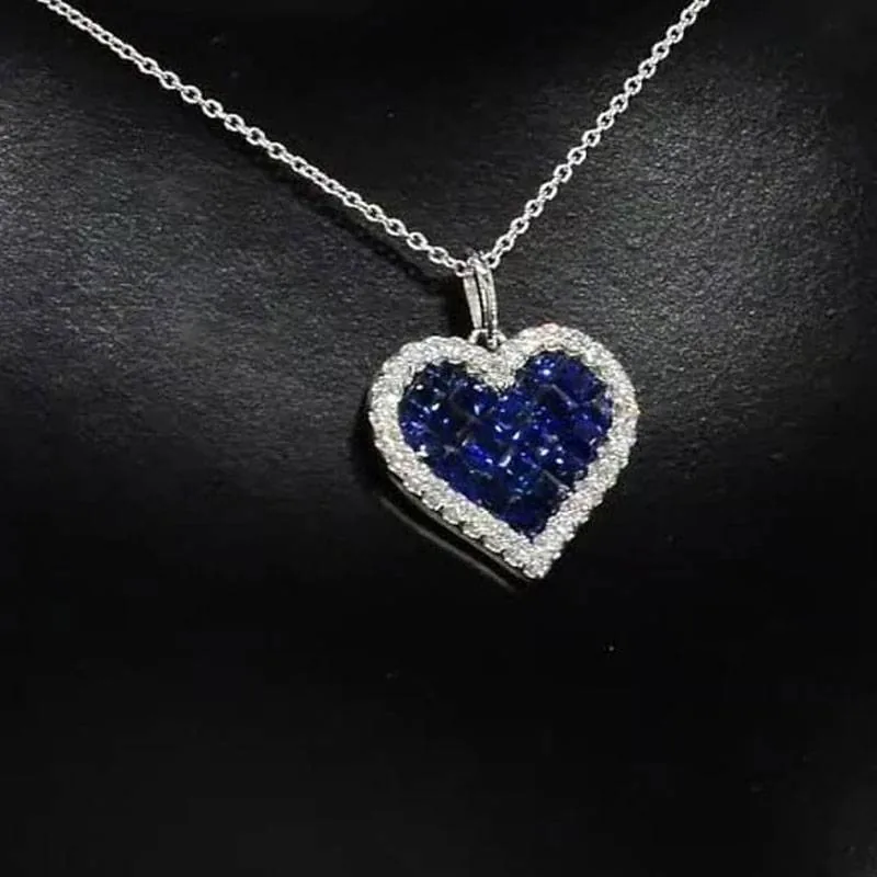 Handmade Invisible set Heart Pendant Necklace