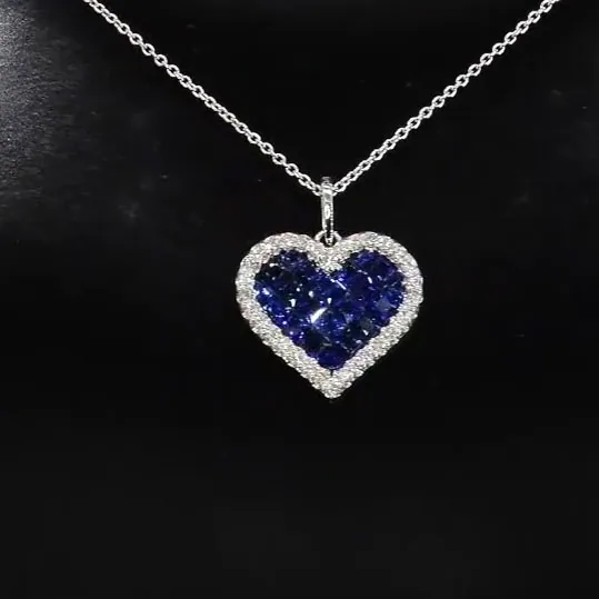 Handmade Invisible set Heart Pendant Necklace