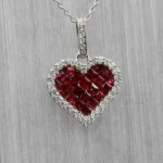 Handmade Invisible set Heart Pendant Necklace