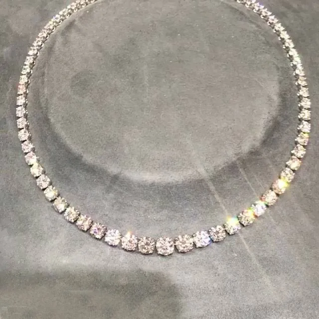 Fashion Luxury Round Brilliant Lab-created White Sapphire Necklace