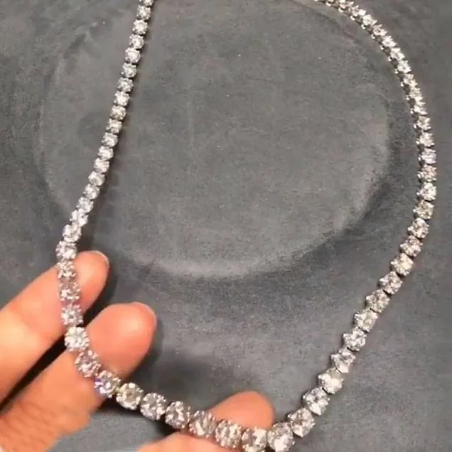 Fashion Luxury Round Brilliant Lab-created White Sapphire Necklace
