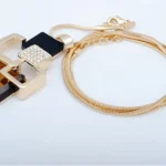 Geometric Square Pendant Lab-created Gemstone Necklace