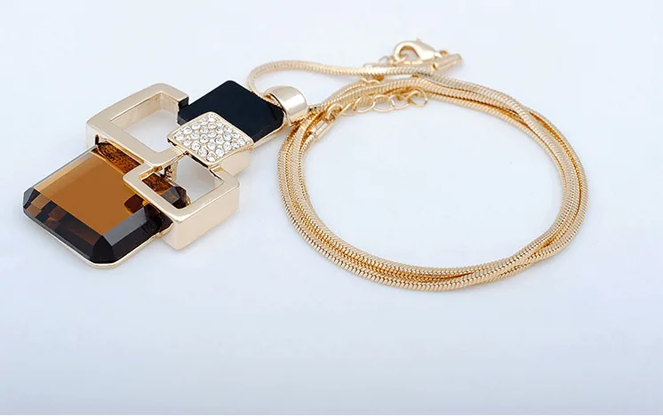 Geometric Square Pendant Lab-created Gemstone Necklace
