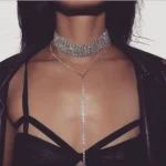 Vintage CZ Studded Choker Sparkly Necklace