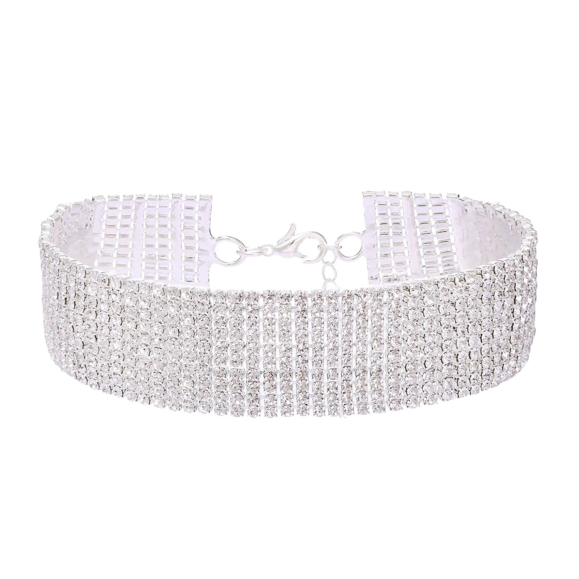 Vintage CZ Studded Choker Sparkly Necklace
