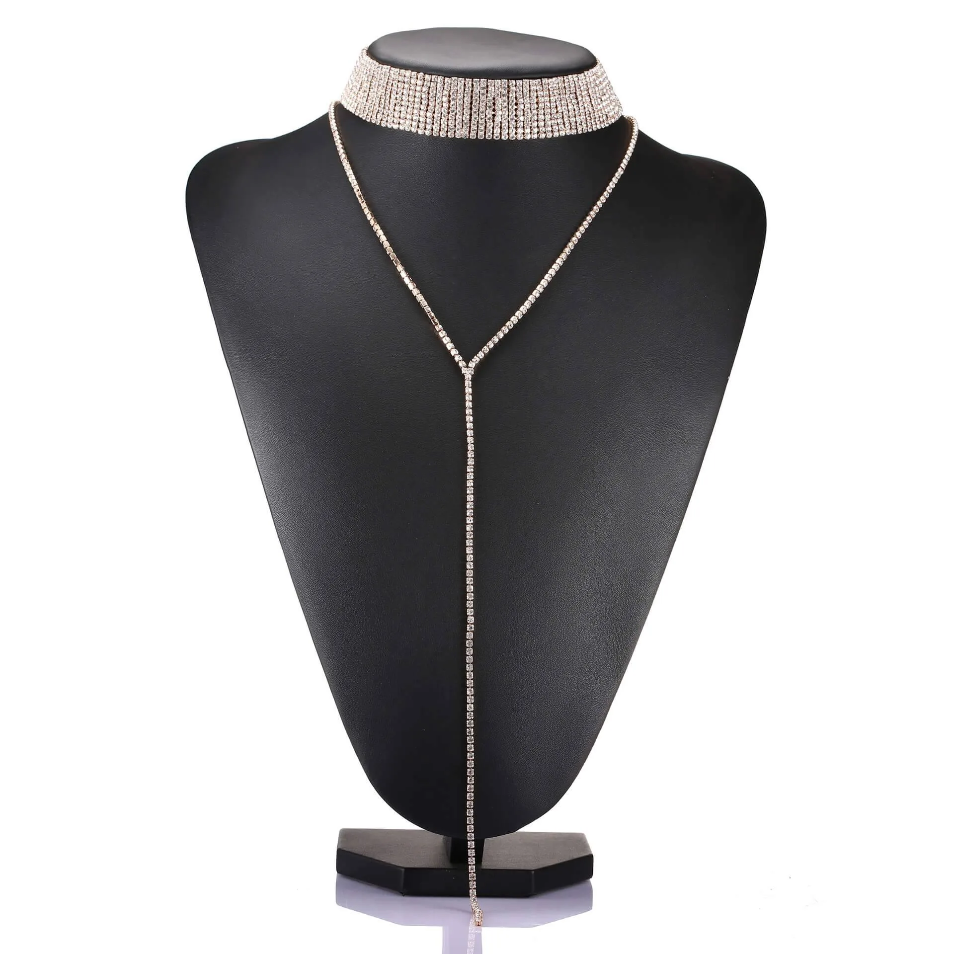 Vintage CZ Studded Choker Sparkly Necklace