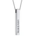 Handmade Engraved 3D Bar Sterling Silver Necklace