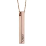 Handmade Engraved 3D Bar Sterling Silver Necklace