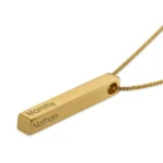 Handmade Engraved 3D Bar Sterling Silver Necklace