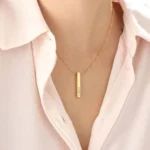 Handmade Engraved 3D Bar Sterling Silver Necklace