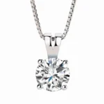 Handmade Simple Round Cut Solitaire Sterling Silver Necklace