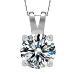 Handmade Simple Round Cut Solitaire Sterling Silver Necklace