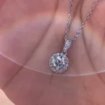 Handmade 2.0 ct.tw Lab Created Sapphire Halo Pendant Necklace