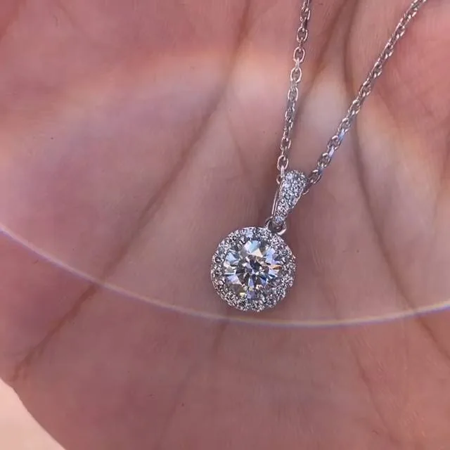 Handmade 2.0 ct.tw Lab Created Sapphire Halo Pendant Necklace
