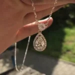 Handmade 3.0 ct.tw Halo Pear Cut Pendent Necklace