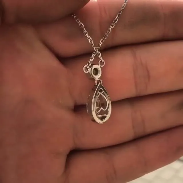 Handmade 3.0 ct.tw Halo Pear Cut Pendent Necklace