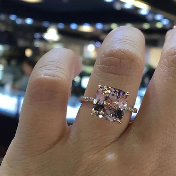 3 Ct Rose Gold Cushion Cut Engagement Ring