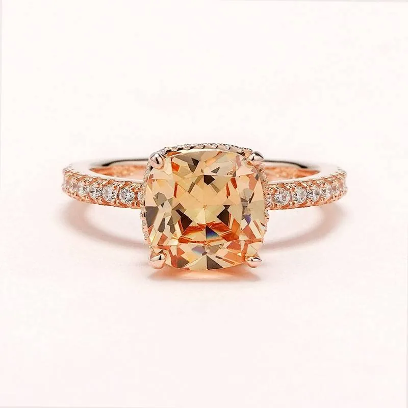 3 Ct Rose Gold Cushion Cut Engagement Ring