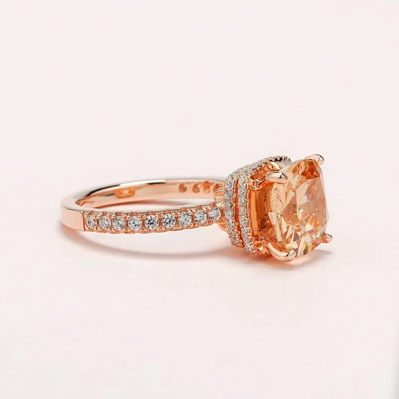 3 Ct Rose Gold Cushion Cut Engagement Ring