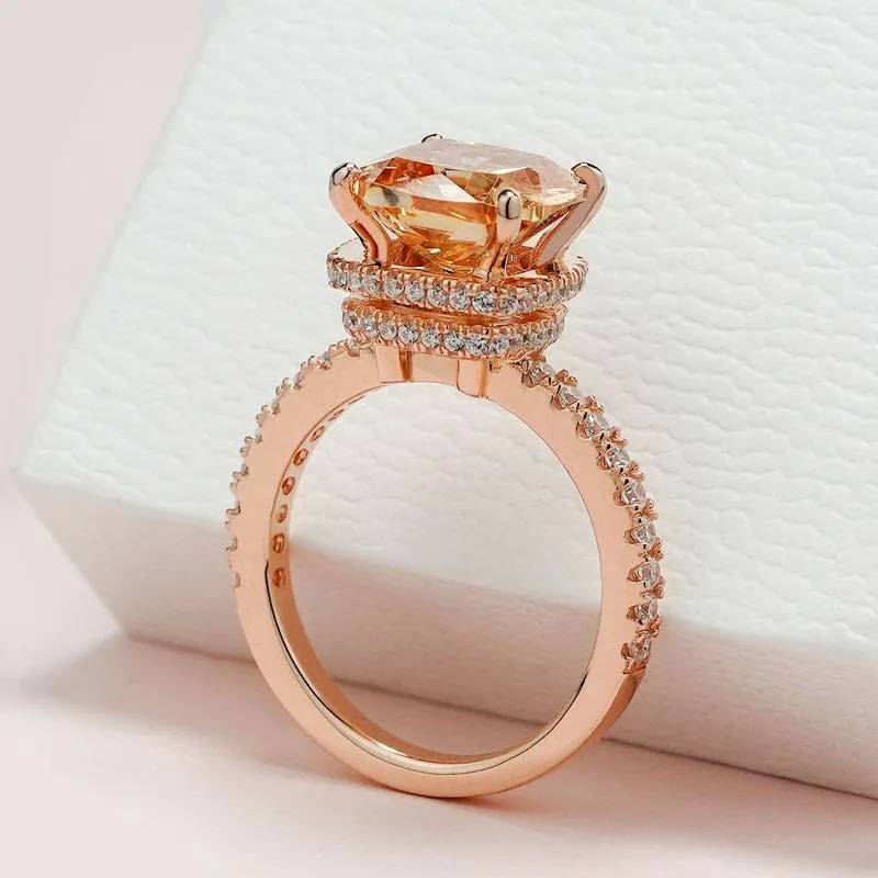 3 Ct Rose Gold Cushion Cut Engagement Ring