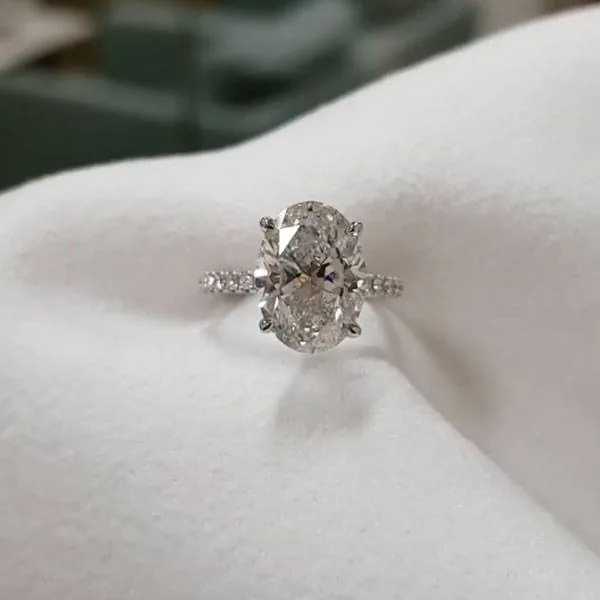 Handmade 4ct Oval Cut Lab Created Sapphire Engagement Ring