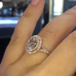 Handmade 3.0 Ct Double Halo Oval Cut Sterling Silver Engagement Ring