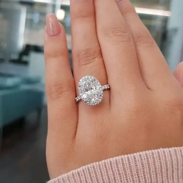 Handmade 4.0 Ct Oval Cut Prong Setting Sterling Silver Engagement Ring