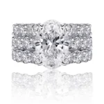 Handmade 5 Ct Oval Cut Sterling Silver Ring Set With 2 Bands