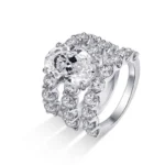 Handmade 5 Ct Oval Cut Sterling Silver Ring Set With 2 Bands