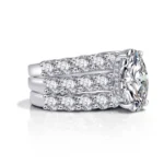 Handmade 5 Ct Oval Cut Sterling Silver Ring Set With 2 Bands