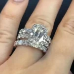 Handmade 5 Ct Oval Cut Sterling Silver Ring Set With 2 Bands