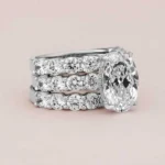Handmade 5 Ct Oval Cut Sterling Silver Ring Set With 2 Bands