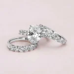 Handmade 5 Ct Oval Cut Sterling Silver Ring Set With 2 Bands