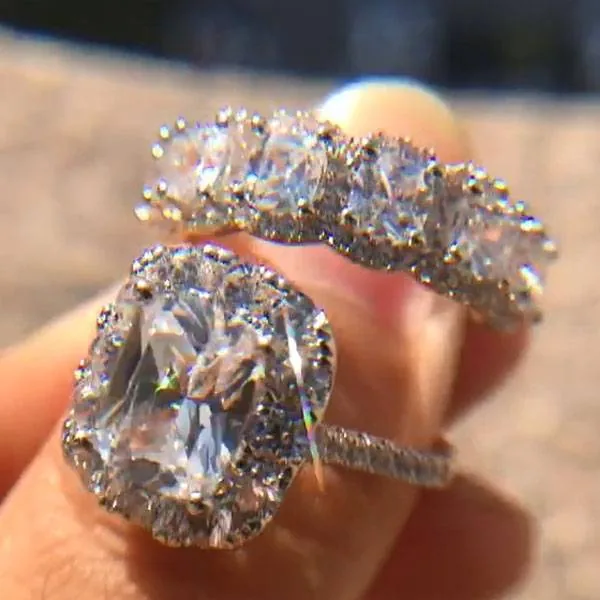 Handmade 2 Ct Radiant Cut With Halo Band