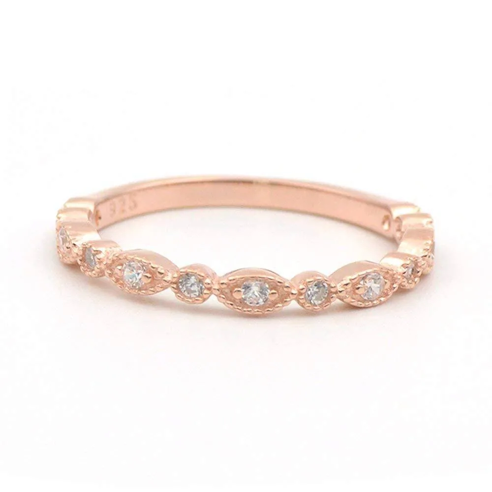 Handmade 2 Ct Pear Cut Rose Gold Ring Set With 2 Bands