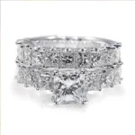 Handmade 2 Ct Princess Cut With Princess Cut U-Prong Ring Set