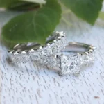 Handmade 2 Ct Princess Cut With Princess Cut U-Prong Ring Set