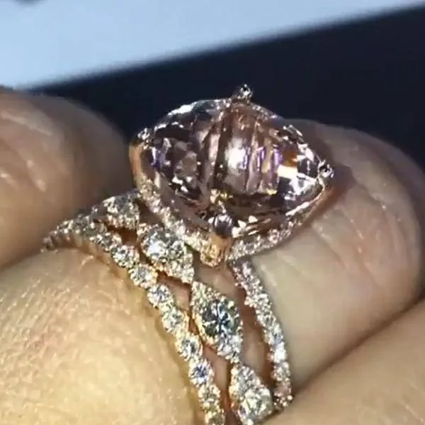 Handmade 4 Ct Rose Gold Cushion Cut Ring With Marquise Shape Band Milgrain Brilliant Cut Band