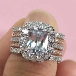 Handmade 2 Ct Halo Cushion Cut With Brilliant Cut Eternity Band
