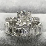 Handmade Cushion Cut 925 Sterling Silver Ring Set