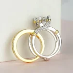 Handmade 2 ct Round Cut Sterling Gold and Silver Plated Wedding Set