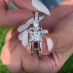 Handmade 2 ct Round Cut Sterling Gold and Silver Plated Wedding Set